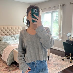 La hearts grey knit cropped sweater